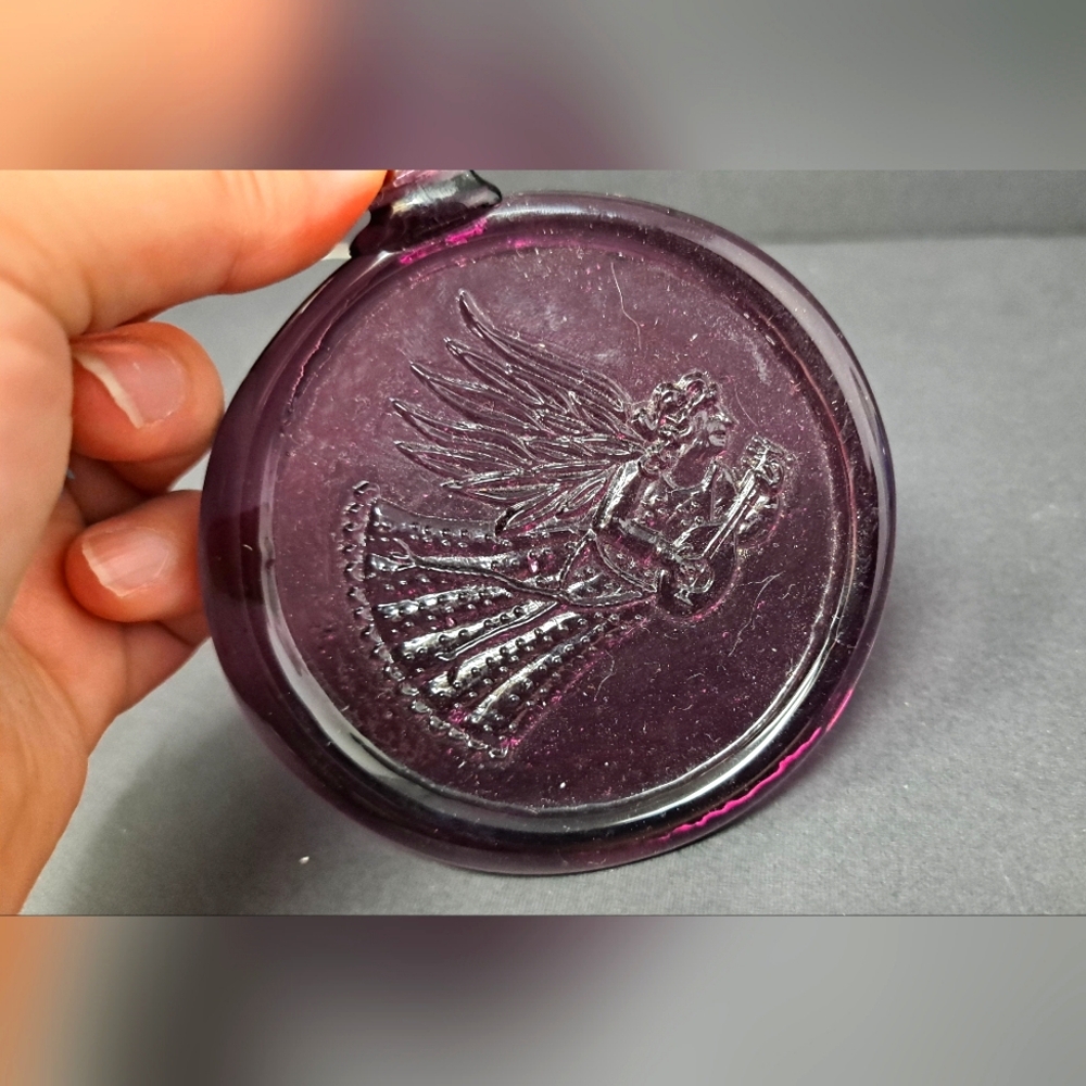Purple Art Glass Ornament With Angel